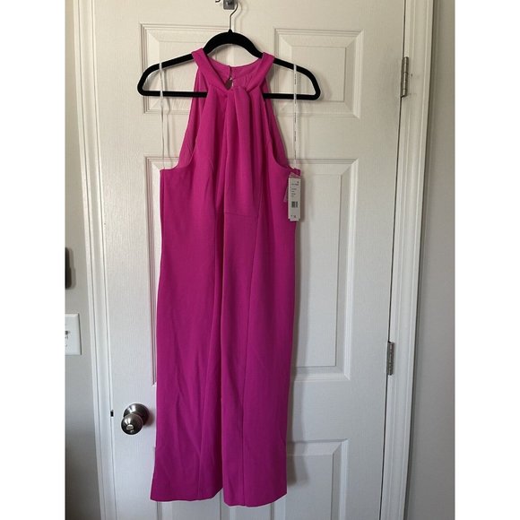 NWT Julia Jordan Twist Halter Neck Sleeveless Stretch Crepe Sheath Dress - 14 - Picture 5 of 9